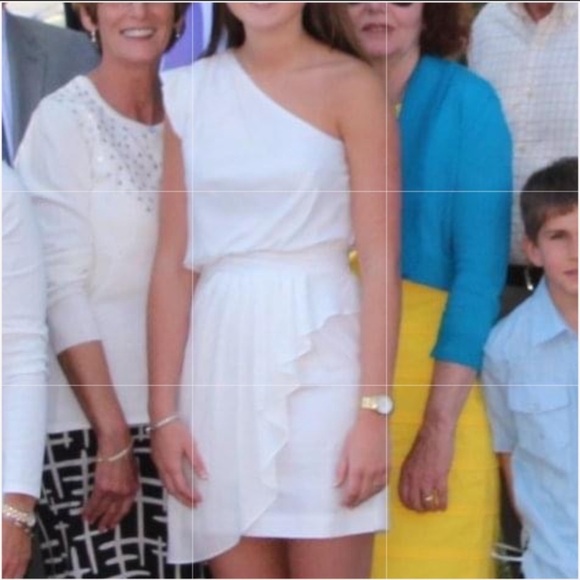 BCBG Asymmetrical White Ruffle Dress - Picture 2 of 3